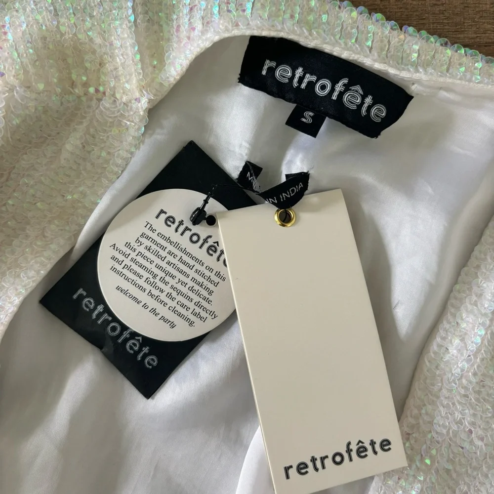 retrofete gabrielle sequin belted robe mini dress new nwt - Picture 6 of 9